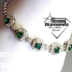 Green & White Natural Topaz Tennis Bracelet on Platinum - Stamped PT 950